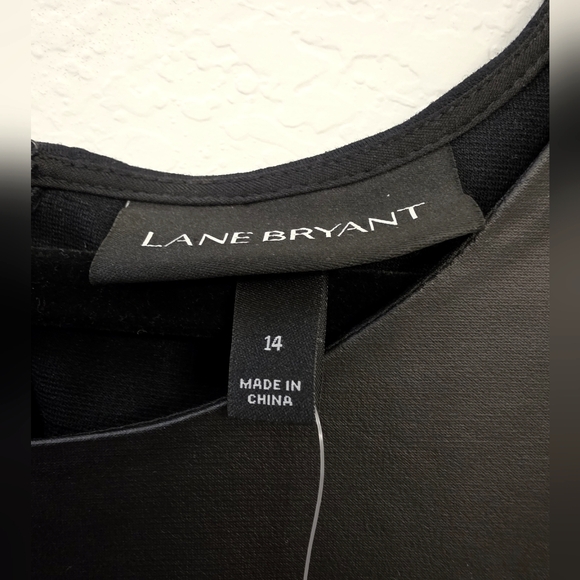 Lane Bryant Black Sleveless Faux Leather Peplum Embellished Top Size14 - Picture 6 of 13